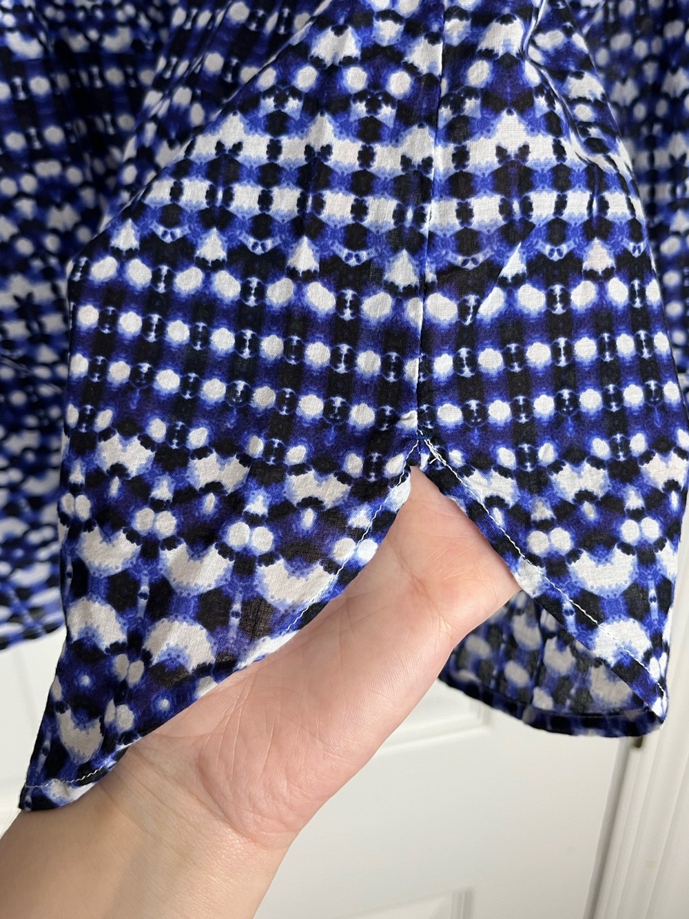 Talbots Plus Petite Pleated Ruffle Popover Blouse Top Shibori Geo Sz 3XP - Picture 7 of 9